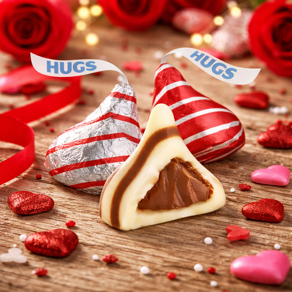 Hershey’s Hugs Milk Chocolate with White Creme – Valentine’s Edition – Bulk Value Bag