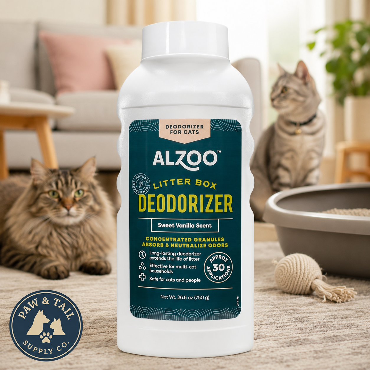 Alzoo Cat Litter Deodorizer Fragrant Sweet Vanilla Granules 26.6 oz.