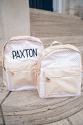 Tan Checkered Backpack -PLAIN NO EMBROIDERY