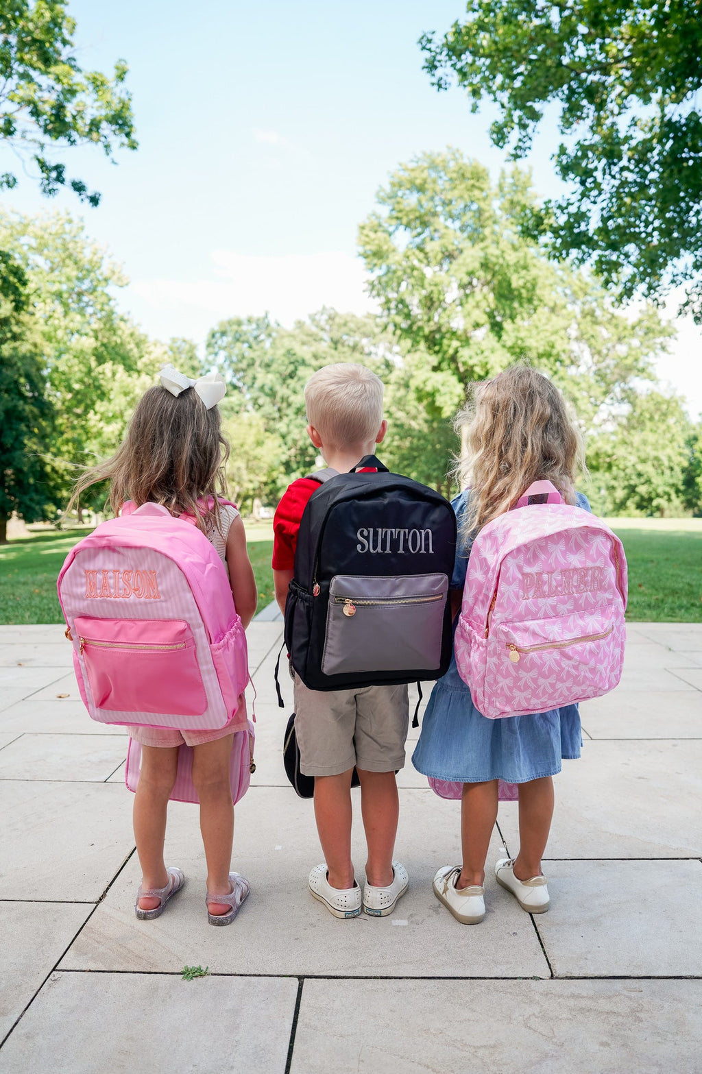 Pink Stripe Backpack -PLAIN NO EMBROIDERY