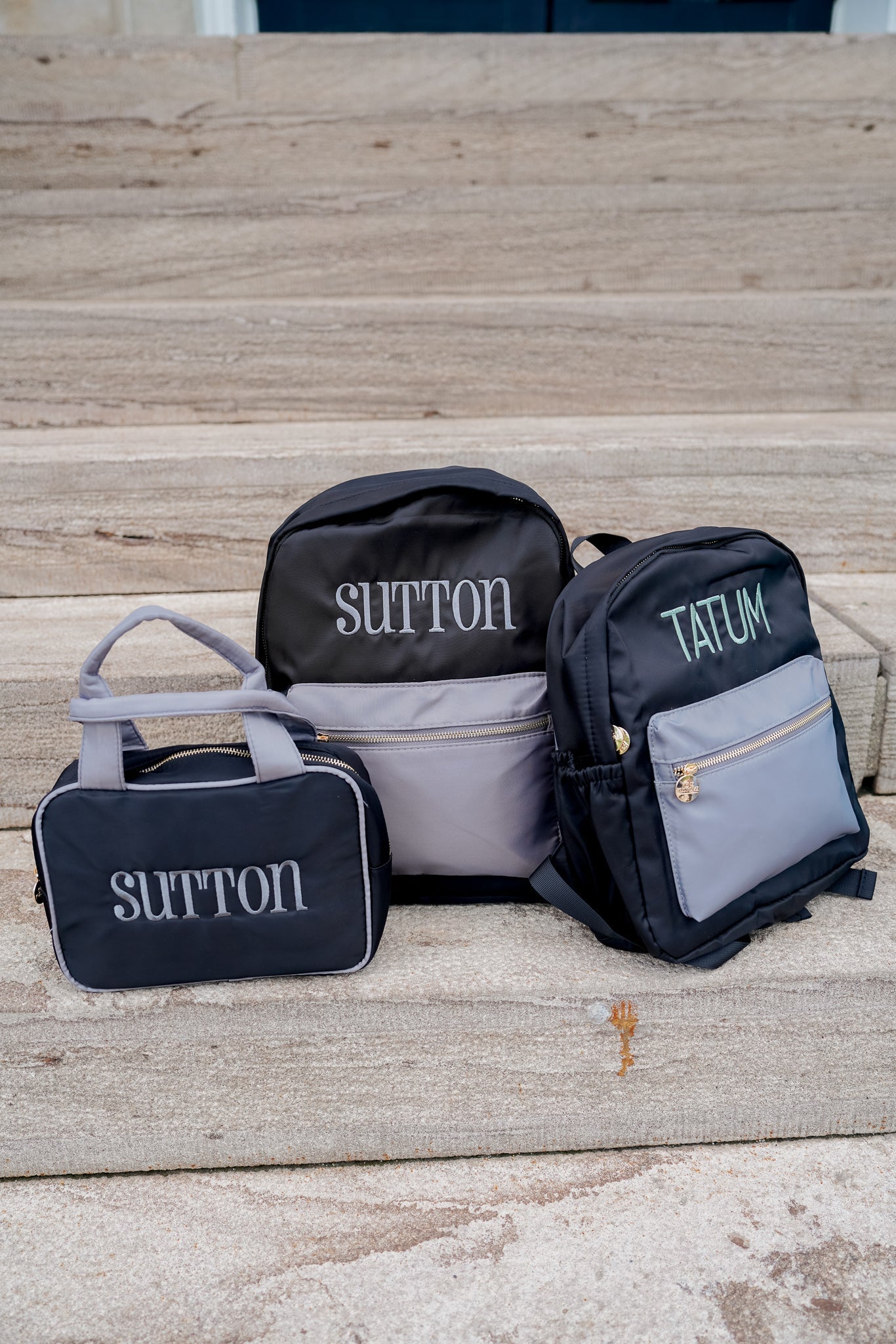 Black + Grey Colorblock Backpack PLAIN NO EMBROIDERY