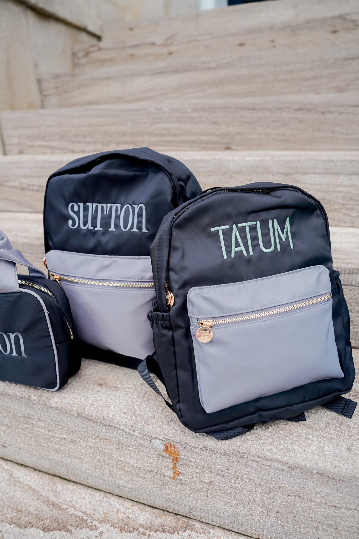 Black + Grey Colorblock Backpack PLAIN NO EMBROIDERY