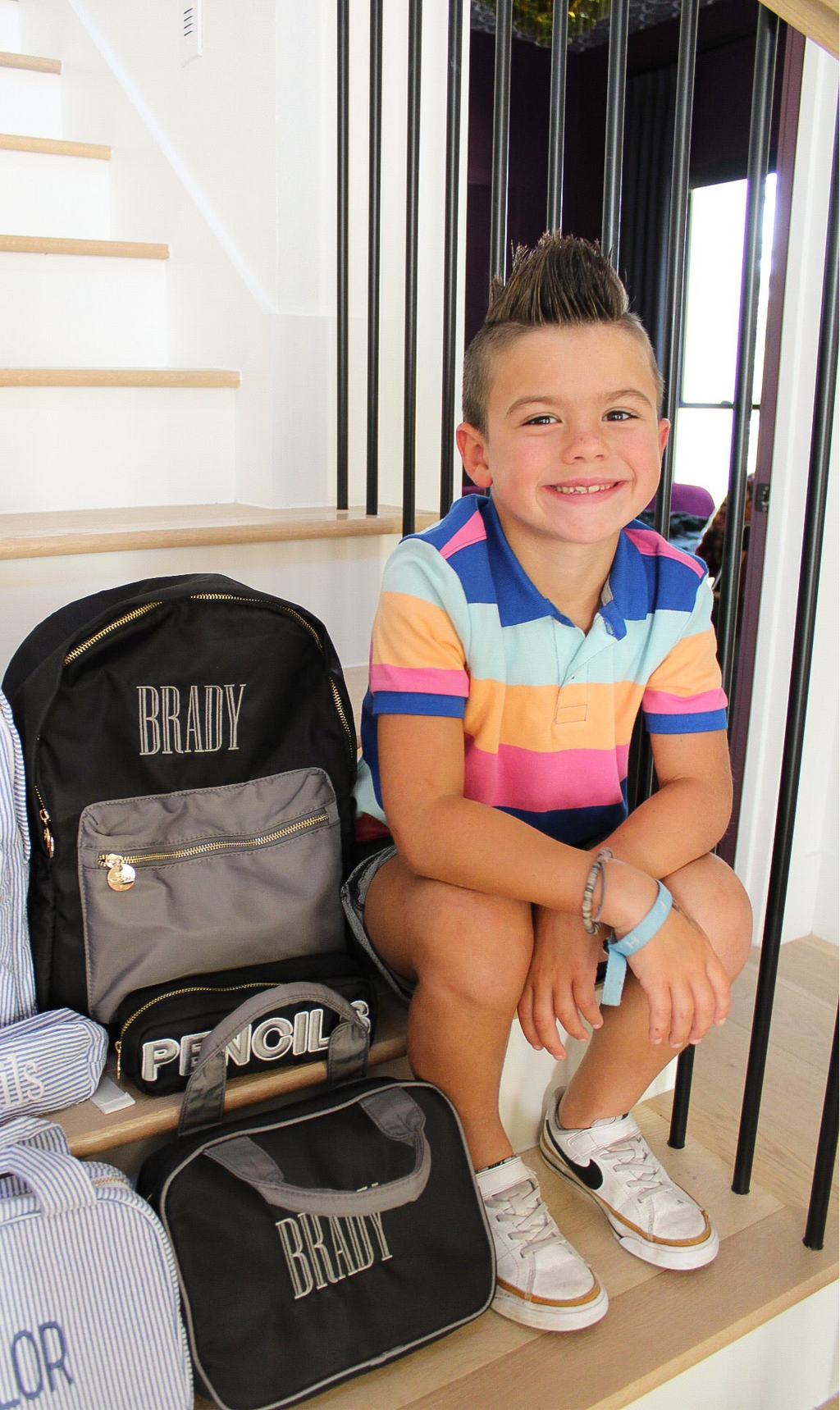 Black + Grey Colorblock Backpack PLAIN NO EMBROIDERY