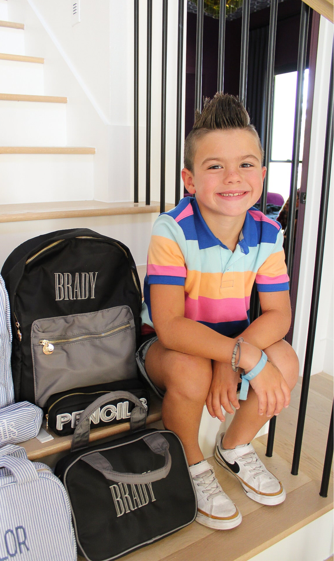 Black + Grey Colorblock Backpack PLAIN NO EMBROIDERY