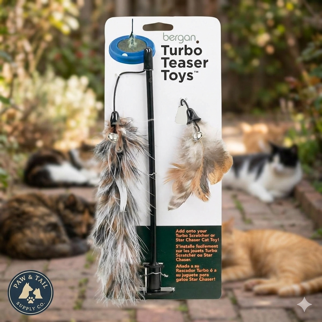 Bergan Turbo Cat Teaser Toy Interative Feather Wand Toy