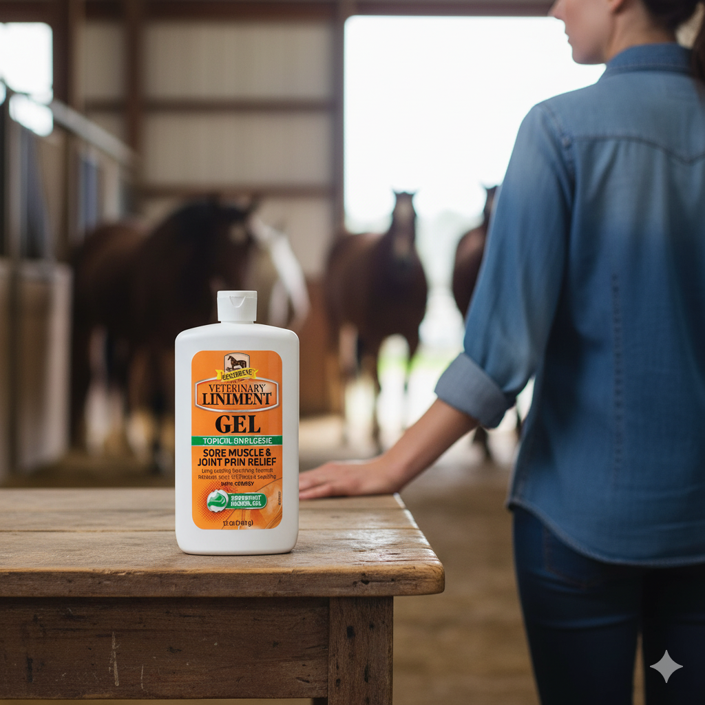 Absorbine Liniment Gel for Horses Soothes Muscles & Joints After Training 12 oz.