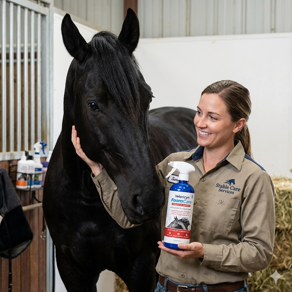 Vetericyn FoamCare Equine Medicated Shampoo Horse Coat 32 oz.
