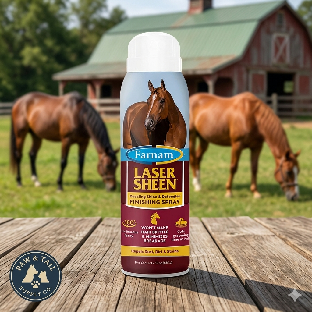 Farnam Laser Sheen Finishing Spray 14 oz. Non-Aerosol Shine & Detangler for Horses