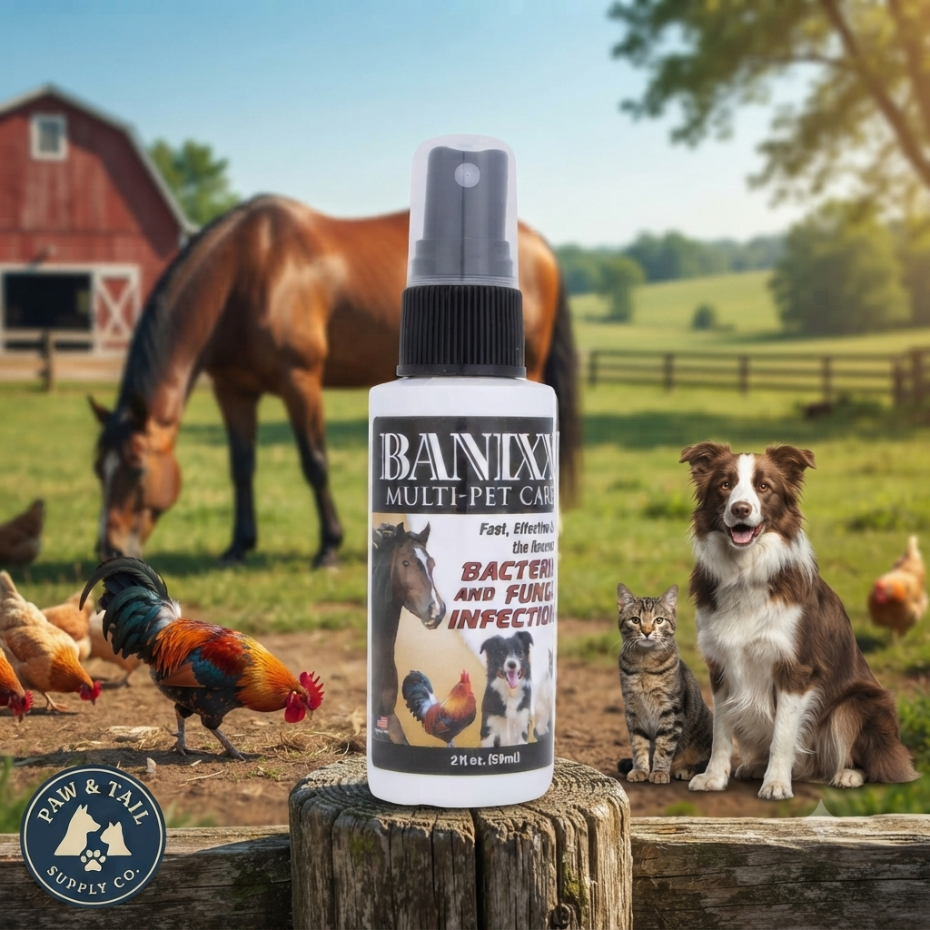 Banixx Horse & Pet Care Grooming Spray Skin Support Alcohol-Free Travel Size 2 oz.