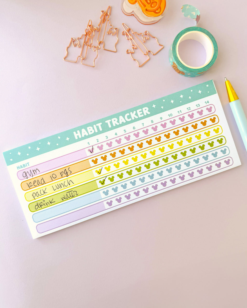 Hidden Mickey 14 Day Challenge Habit Tracker Notepad
