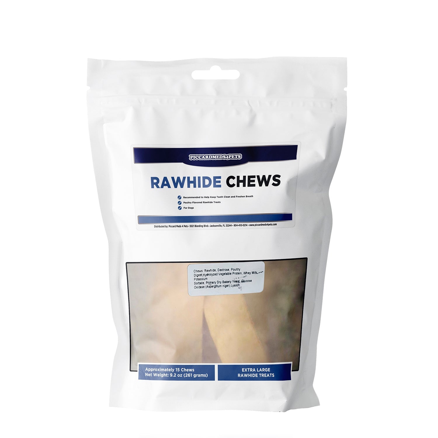 Piccardmeds4pets Rawhide Dental Chews XL Dogs 50lb+ Teeth Cleaning Treats