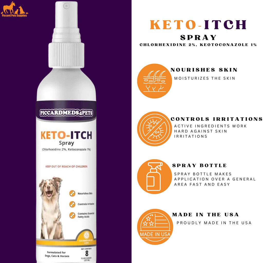 Piccardmeds4pets Keto-Itch Plus 2% Chlorhexidine + Keto 1% Medicated Spray 8 oz. + FREE Bandana!