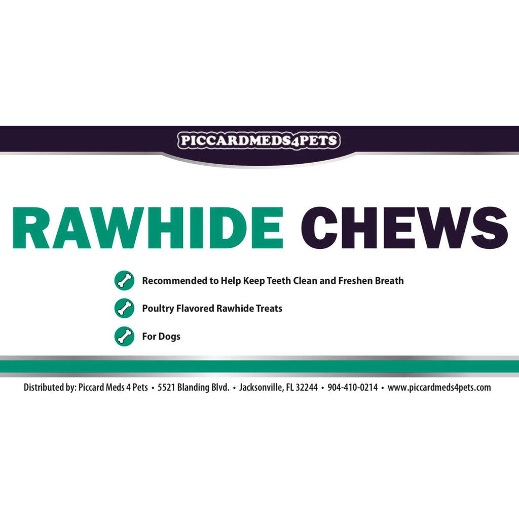 Piccardmeds4pets Rawhide Dental Chews for Medium Dogs 11-25lbs Poultry Flavor + FREE Bandana!