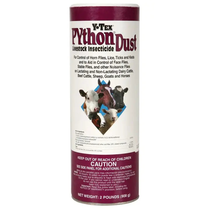 Python Dust Livestock Insecticide 2 lb Horn Flies Ticks Cattle Horses 2-Pack