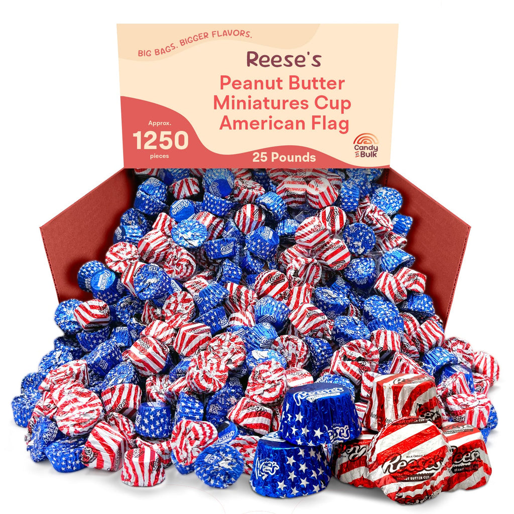 Reese's Miniature Cups Milk Chocolate & Peanut Butter – Patriotic Foils – Bulk Value Bag