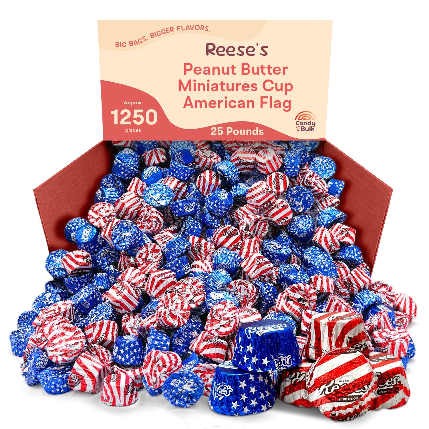 Reese's Miniature Cups Milk Chocolate & Peanut Butter – Patriotic Foils – Bulk Value Bag