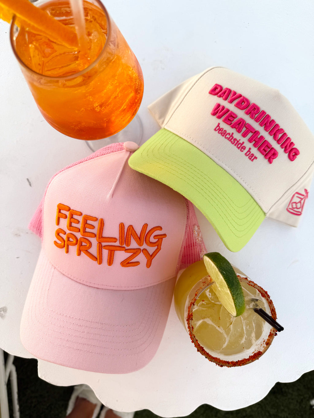 Day Drinking Weather - Lime Green Trucker Hat