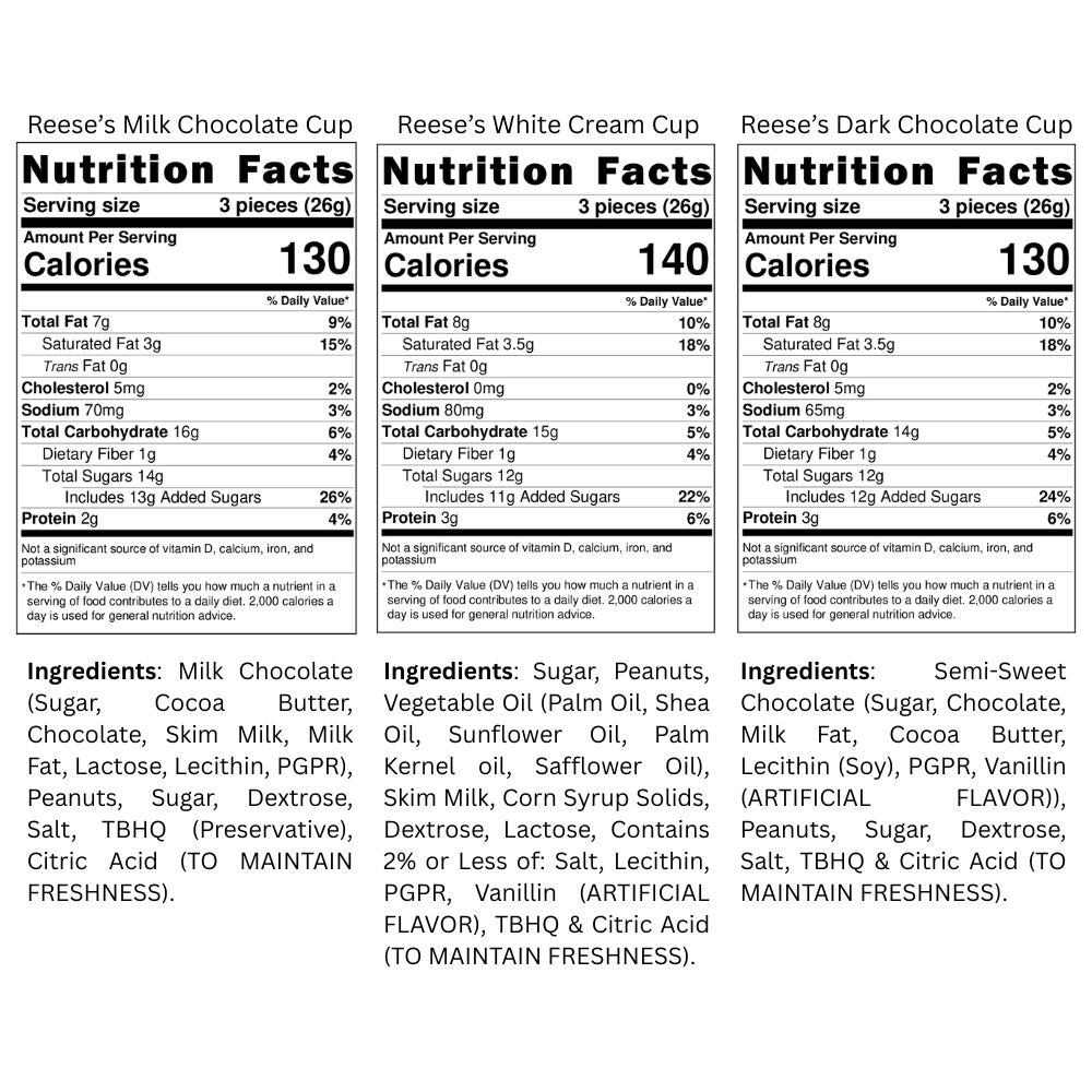 Reese's Miniature Cups Assorted – Milk Chocolate, Dark Chocolate & White Creme with Peanut Butter, Bulk Value Bag