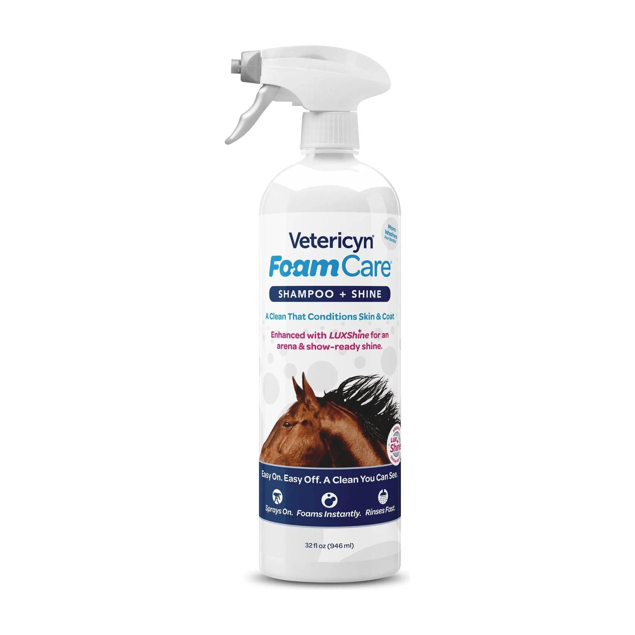 Vetericyn FoamCare Equine Shampoo for Healthy Clean Horse Coat 32 oz.