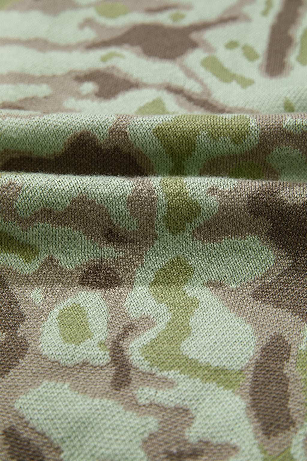 Green Camo Print Button Front Loose Sweater Vest