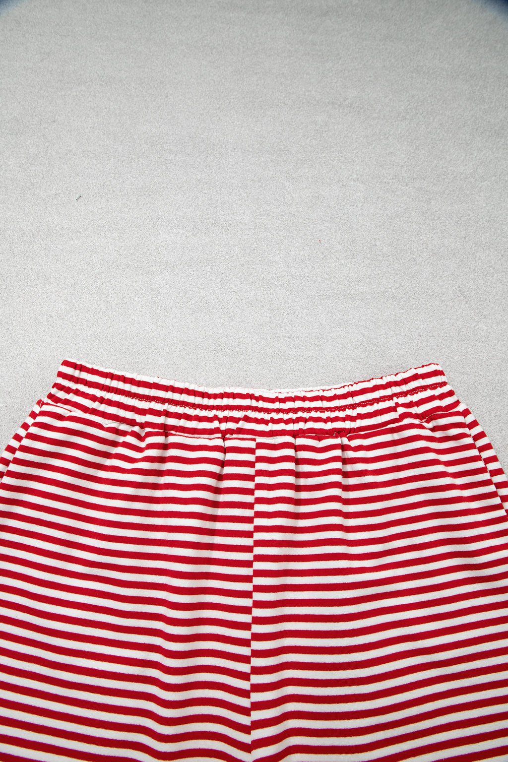 Pink Stripe Oversize Mock Neck Sweatshirt and Shorts Set
