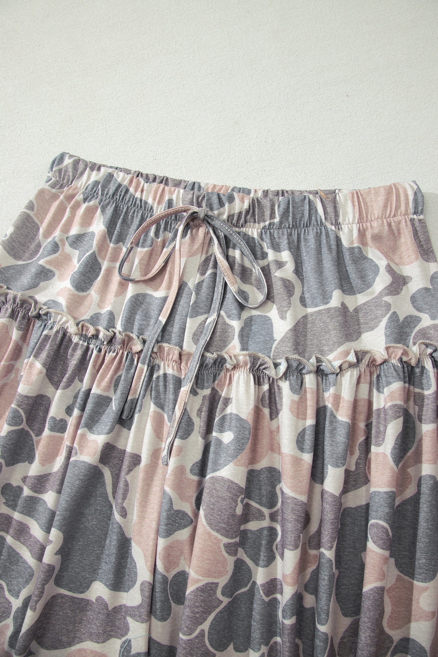 Beige Camo Print Wide Leg Casual Pants