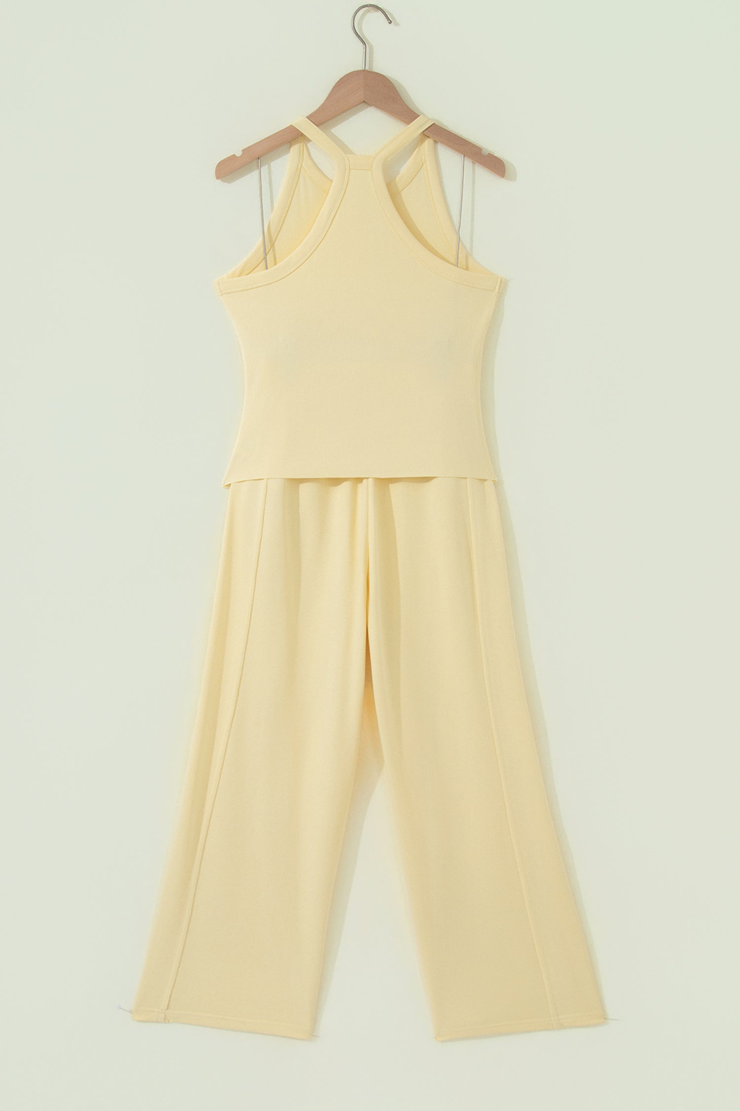 Sky Blue Slim Ribbed Tank Top and Sweatpants Set