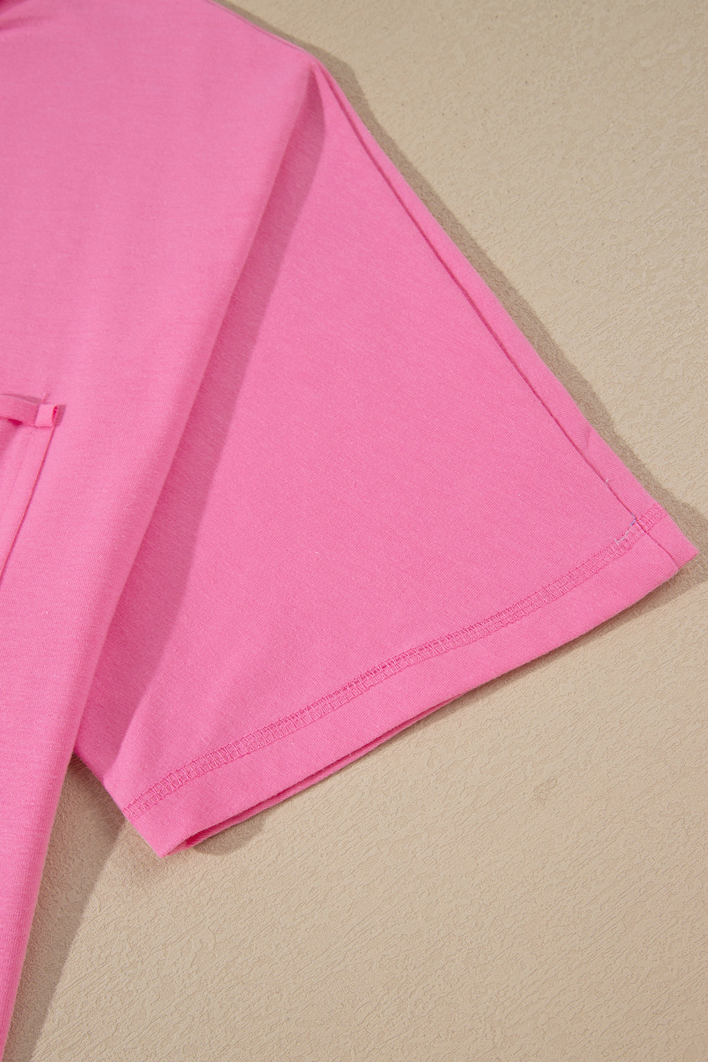 Strawberry Pink Raw Edge Patch Pocket Oversized Top and Shorts Set