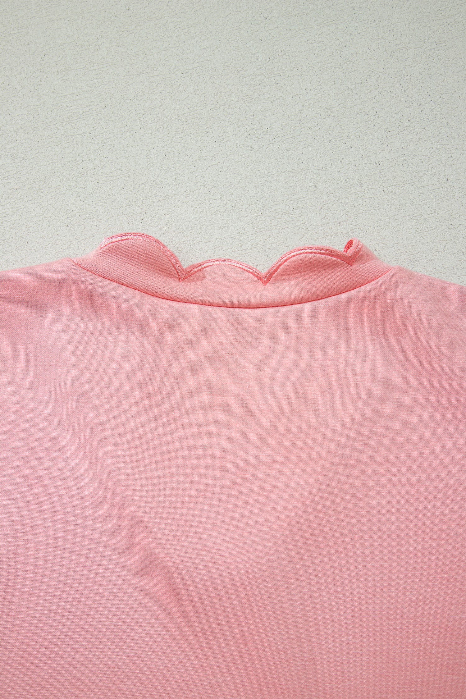 Gossamer Pink Scalloped V Neck Dolman Oversize Top Drawstring Short Set