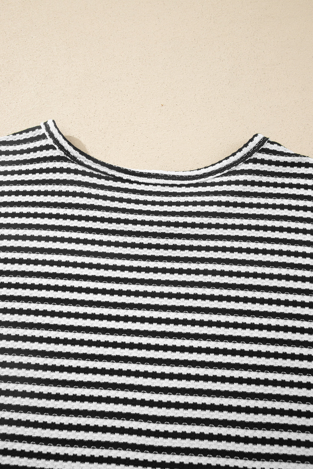 Pink Stripe Breathable Textured Knit Short 2pcs Set