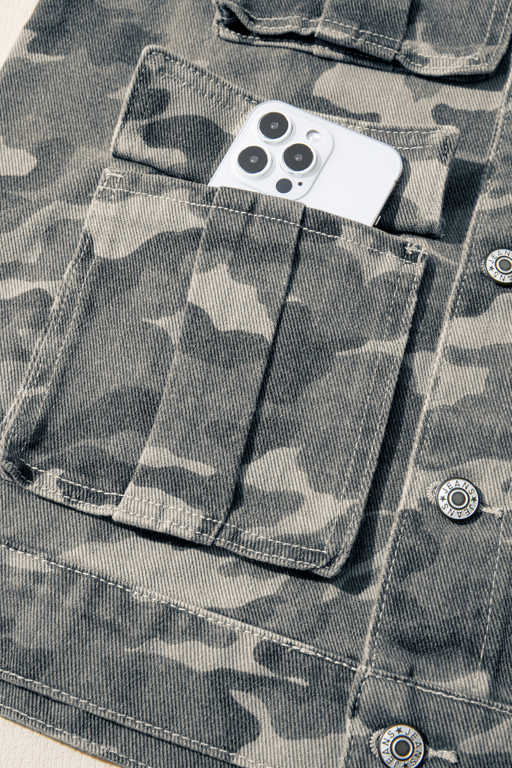 Green Camo Cargo Denim Vest