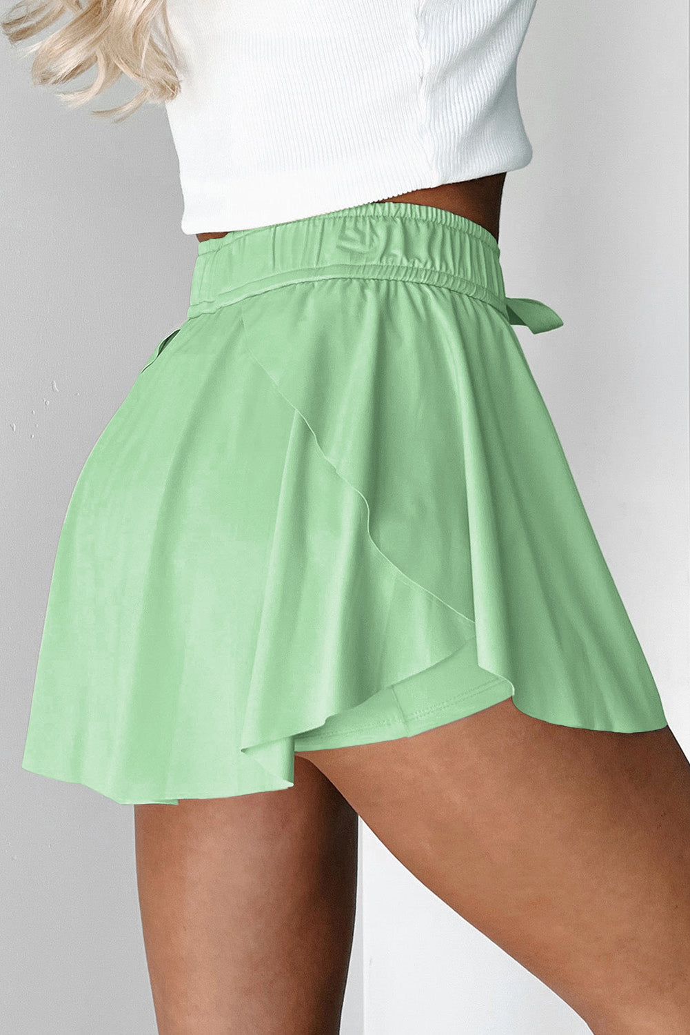 Dark Blue Drawstring Elastic Waistband Lined Tennis Skorts