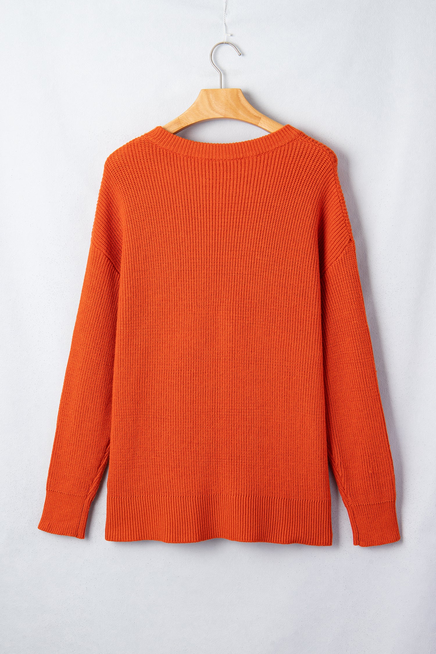 Orange Drop Shoulder Long Sleeve Round Neck Halloween Sweater