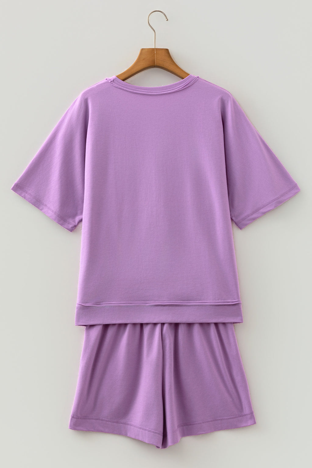 Strawberry Pink Raw Edge Patch Pocket Oversized Top and Shorts Set