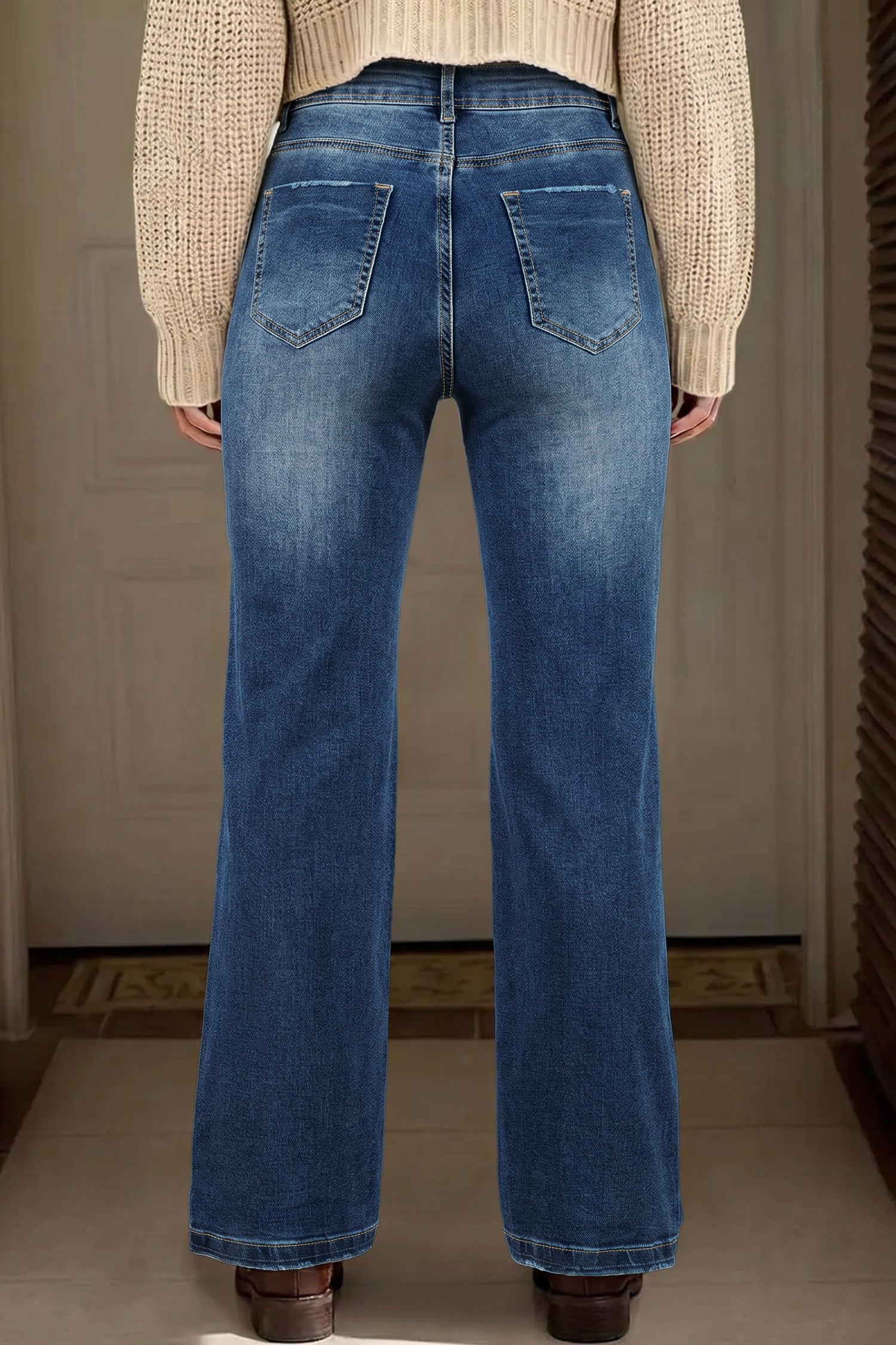 Ashleigh Blue Acid Washed Straight Leg Full Length Casual Jeans
