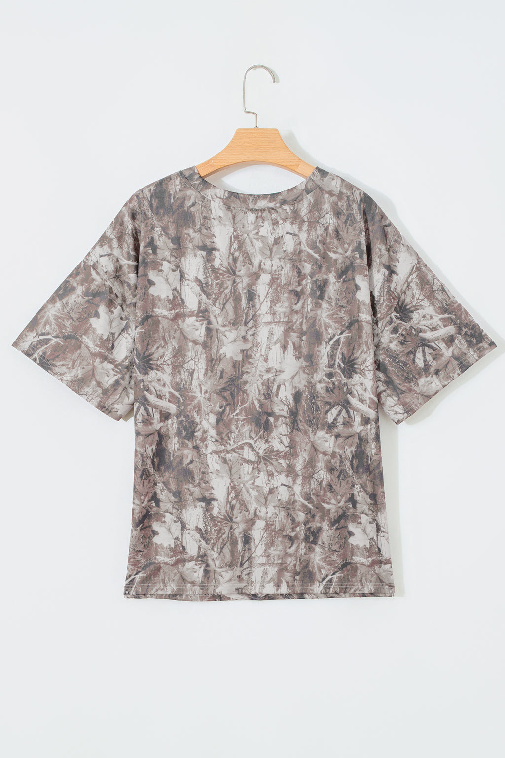 Khaki Plus Size Woodland Camouflage Print T Shirt
