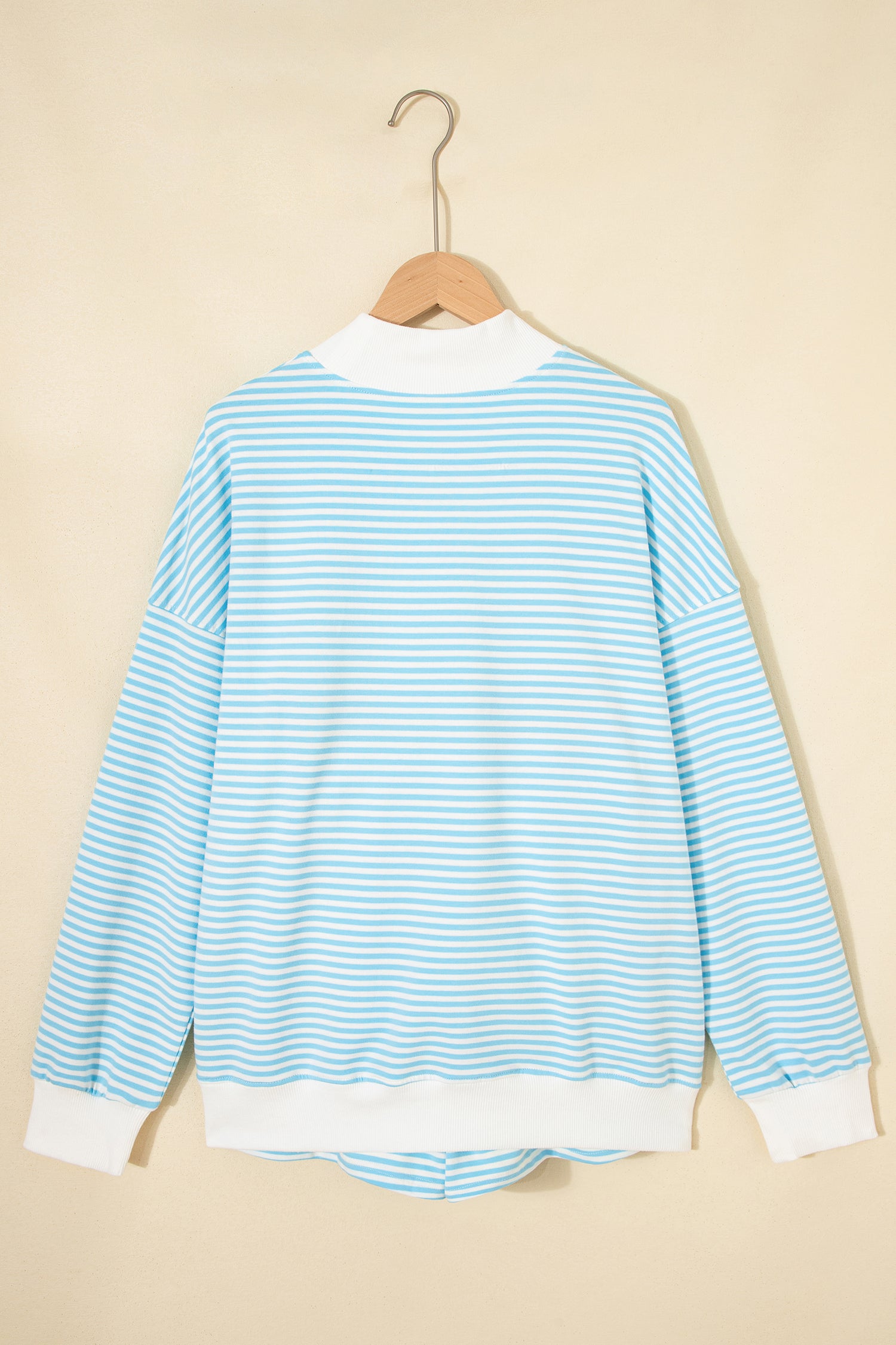 Pink Stripe Oversize Mock Neck Sweatshirt and Shorts Set
