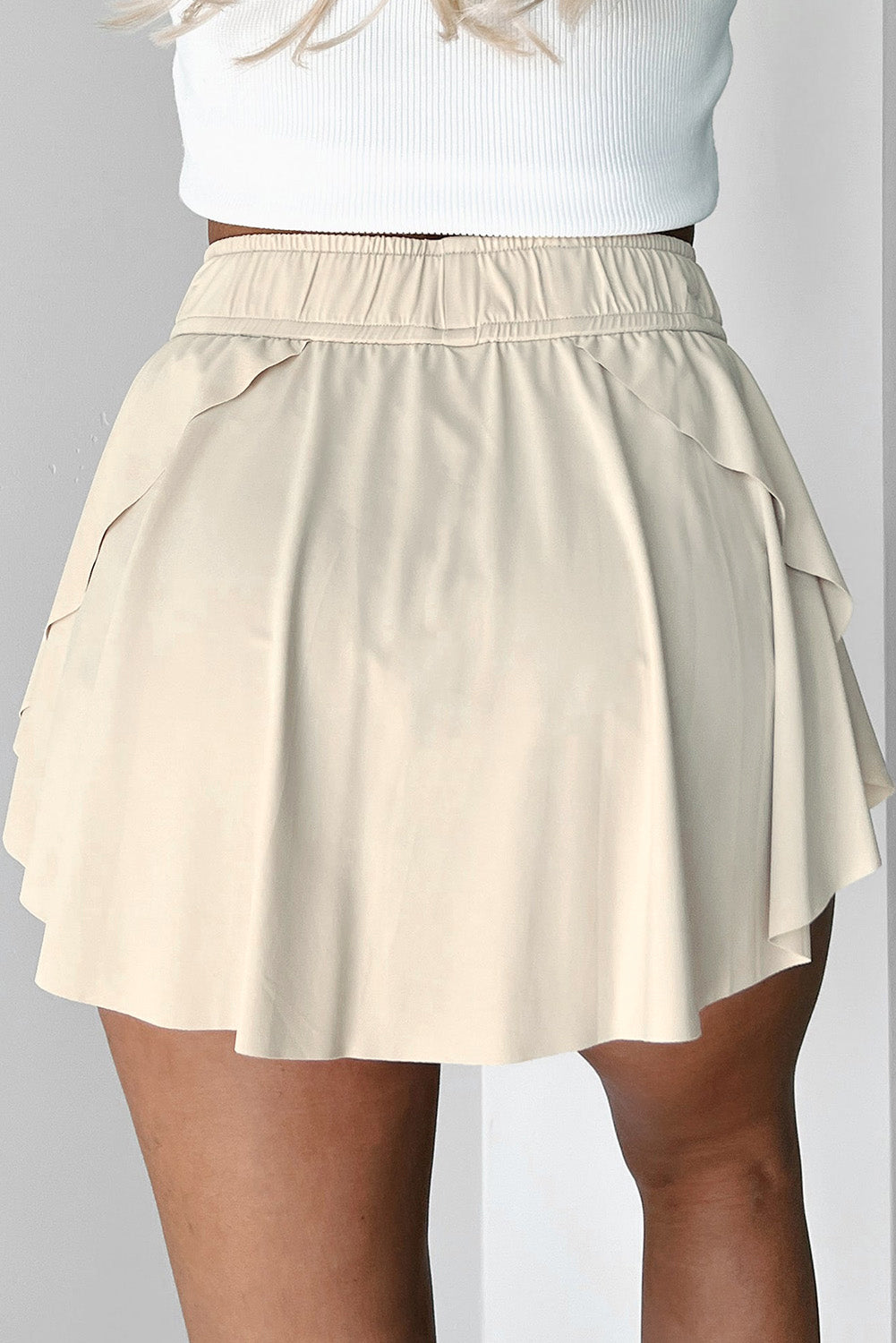 Dark Blue Drawstring Elastic Waistband Lined Tennis Skorts