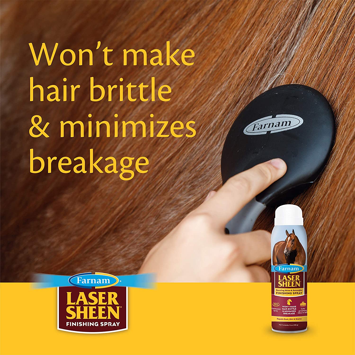 Farnam Laser Sheen Finishing Spray 14 oz. Non-Aerosol Shine & Detangler for Horses