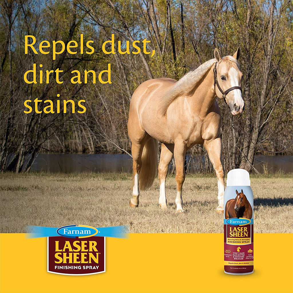 Farnam Laser Sheen Finishing Spray 14 oz. Non-Aerosol Shine & Detangler for Horses