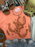 Floral Horseshoe Graphic Tee - Terracotta