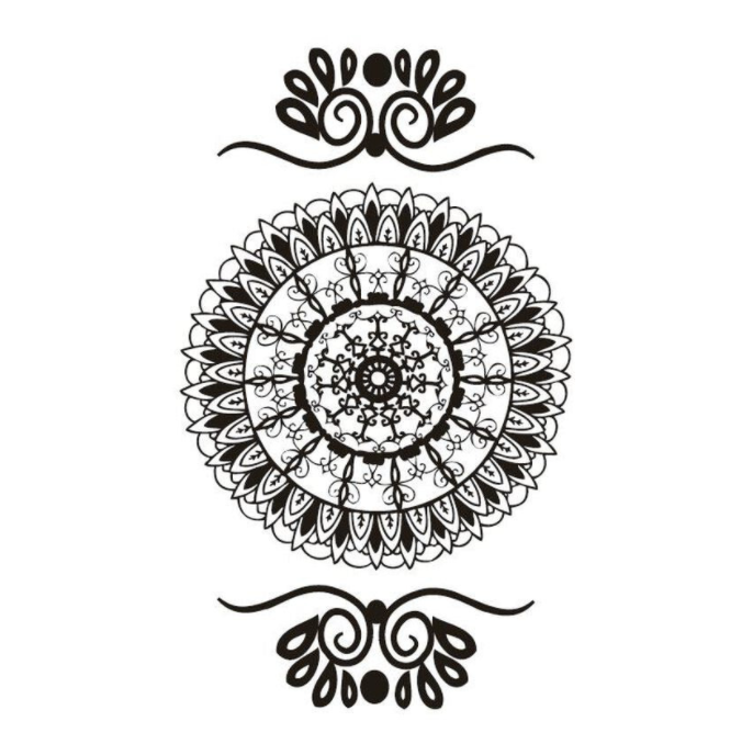 Henna Black mandala Traditional Temporary Tattoos
