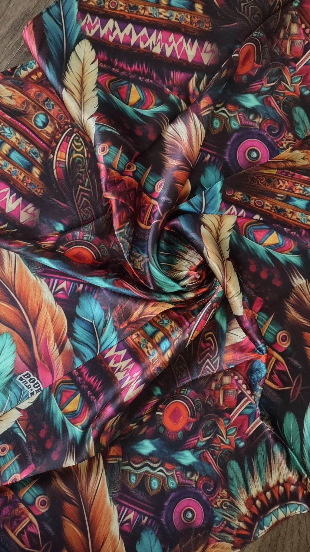 Wild Rag 100% SILK Pink and Purple Feather Western Neck Scarf Bandanna by Double B Wild Rags