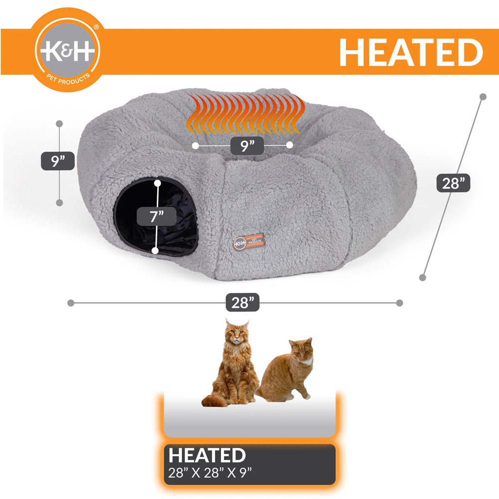 K&H Thermo-Kitty Heated Cat Tunnel – Indoor Heated Cat Bed and Play Tunnel with Machine Washable Pillow