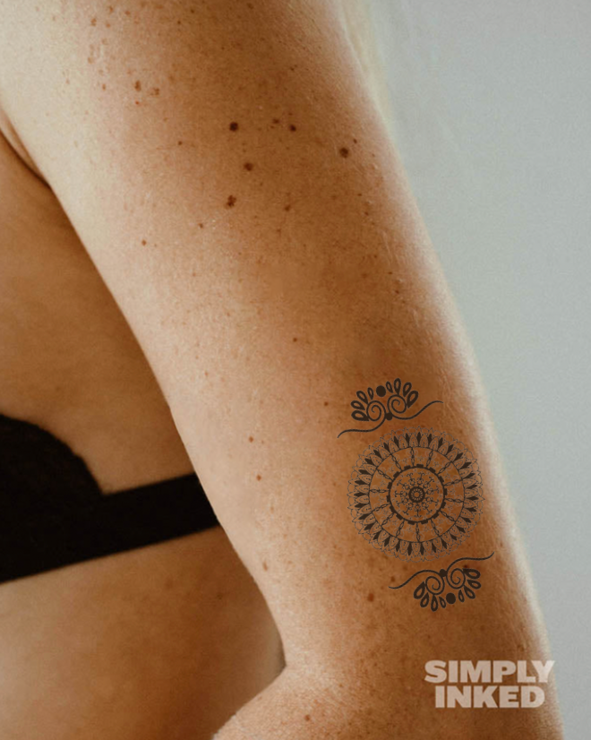 Henna Black mandala Traditional Temporary Tattoos