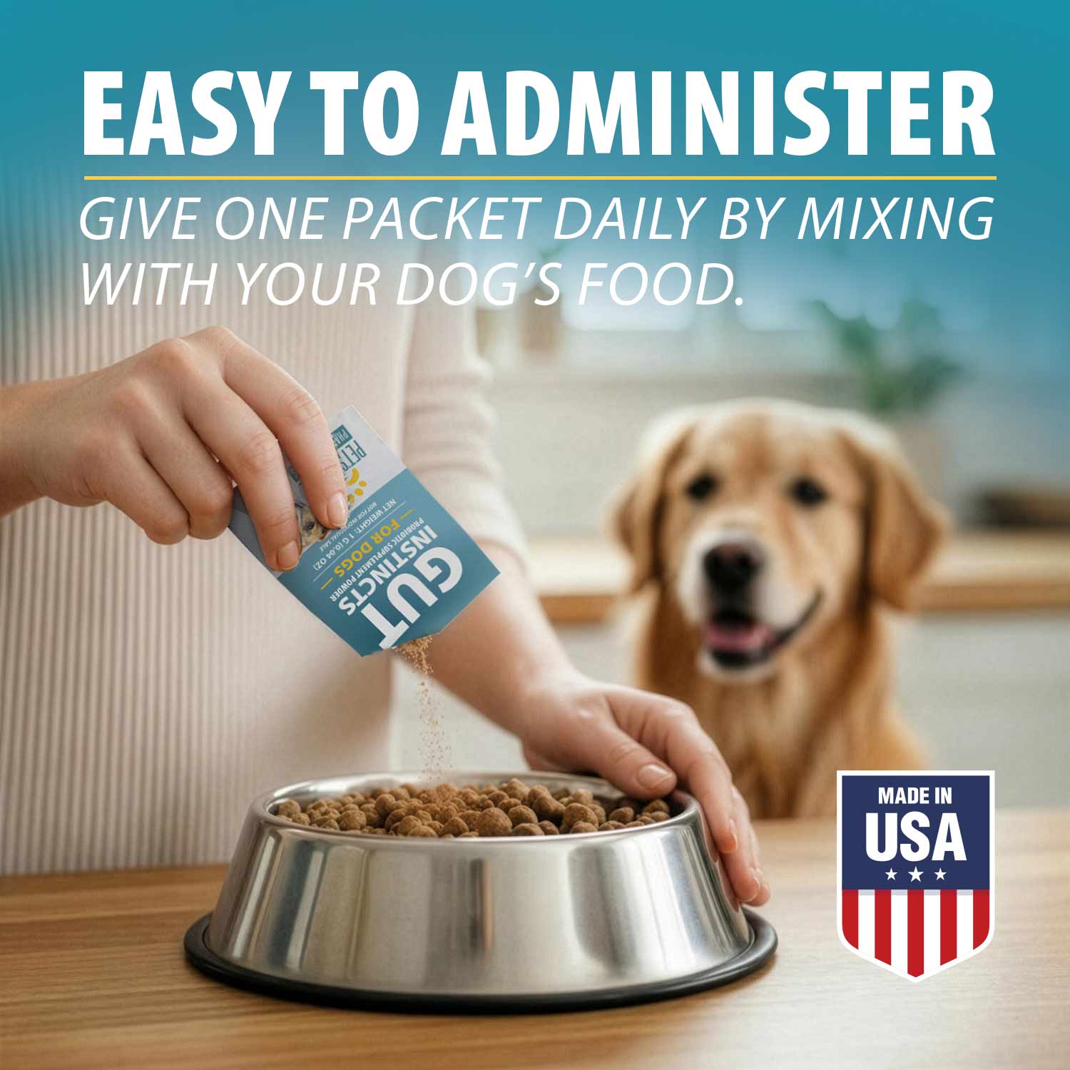 Pet's Choice Gut Instincts Probiotic Powder Packets for Dogs – Daily Digestive & Immune Support, 30 Count