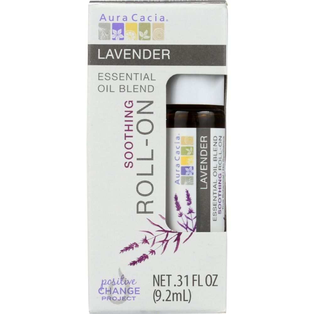 AURA CACIA Lavender Roll On - Soothing Essential Oil for Relaxation 0.31 fo