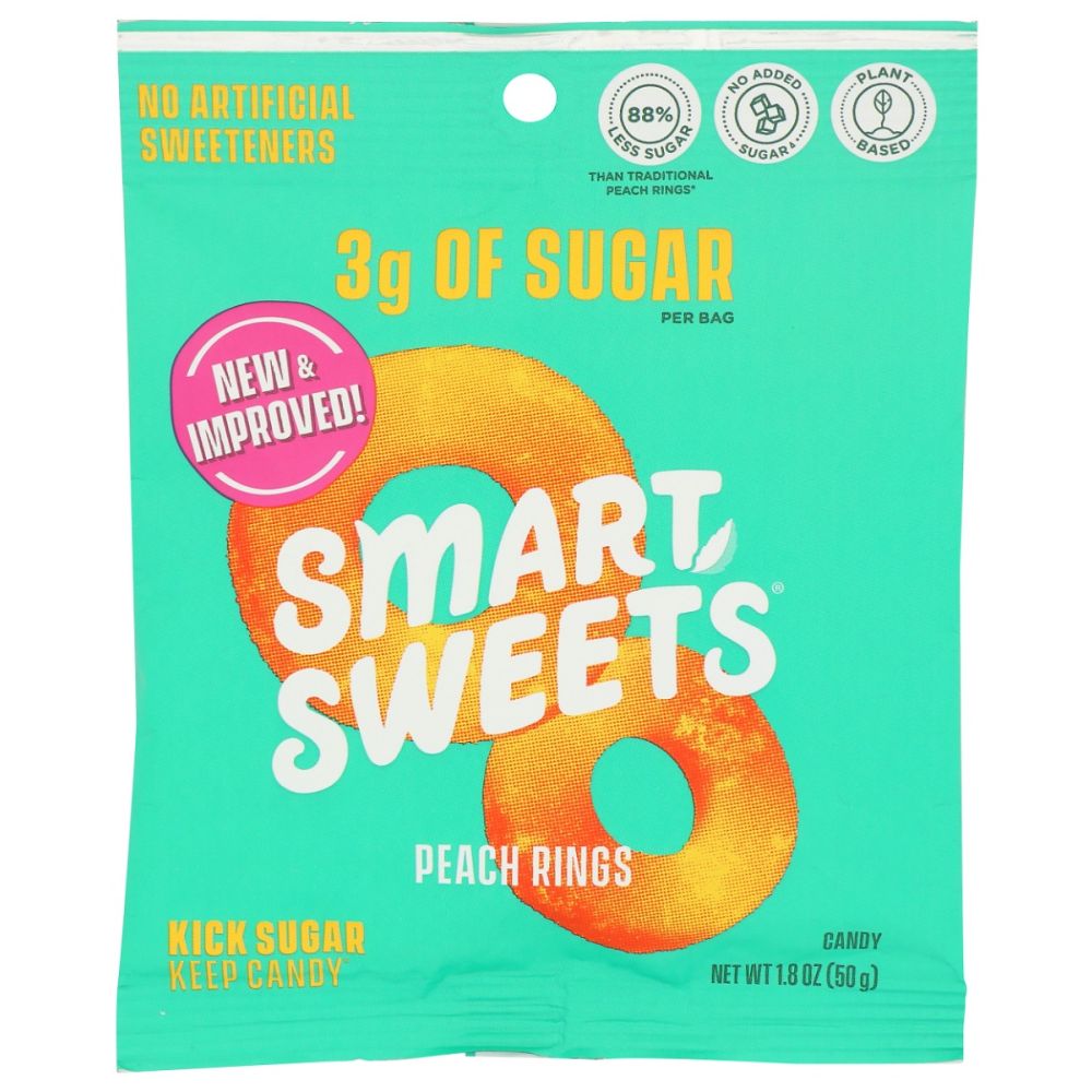 SMARTSWEETS: Peach Rings Gummy Candy, 1.8 oz