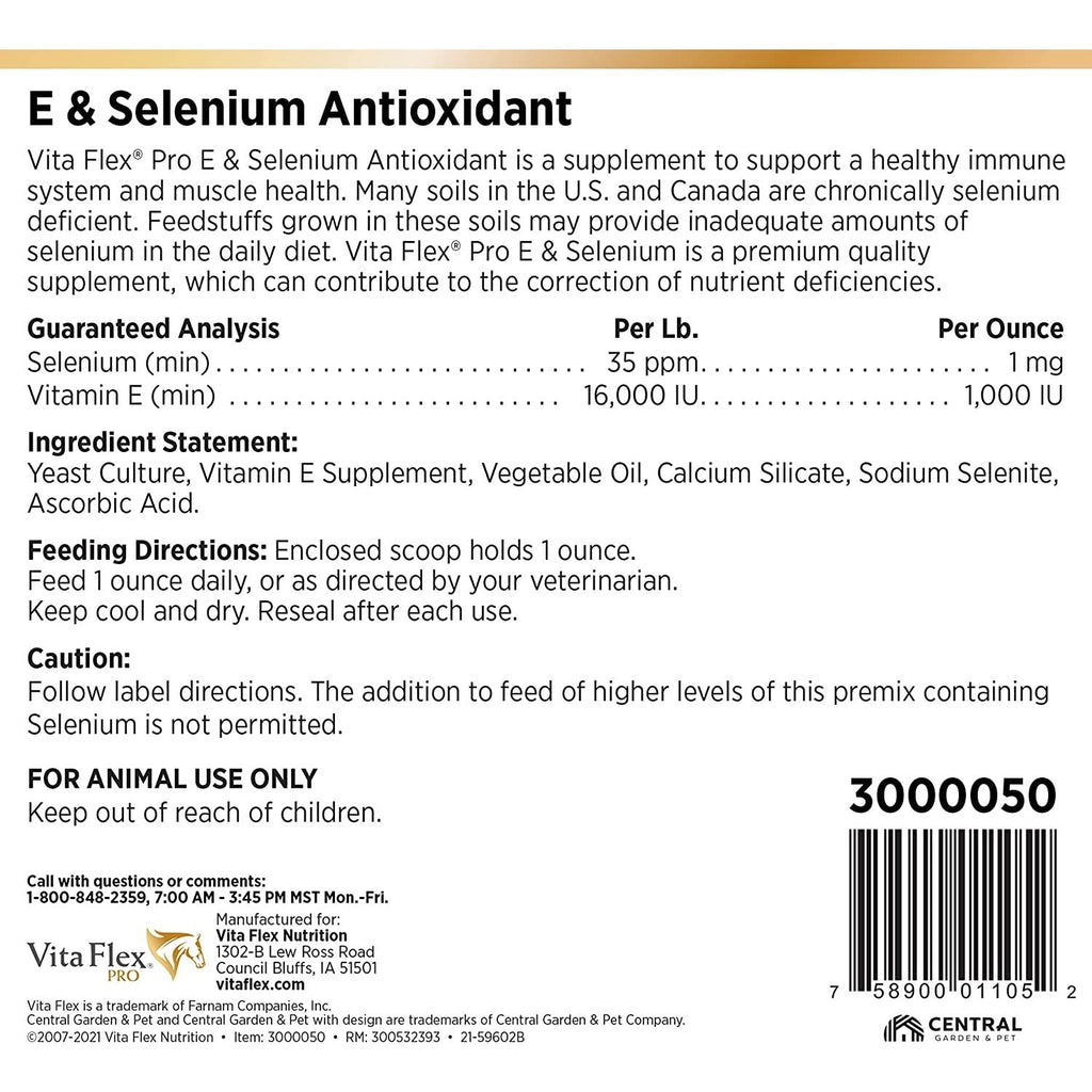 Vita Flex E and Selenium Supplement for Horses 20lbs. 320 Day Supply